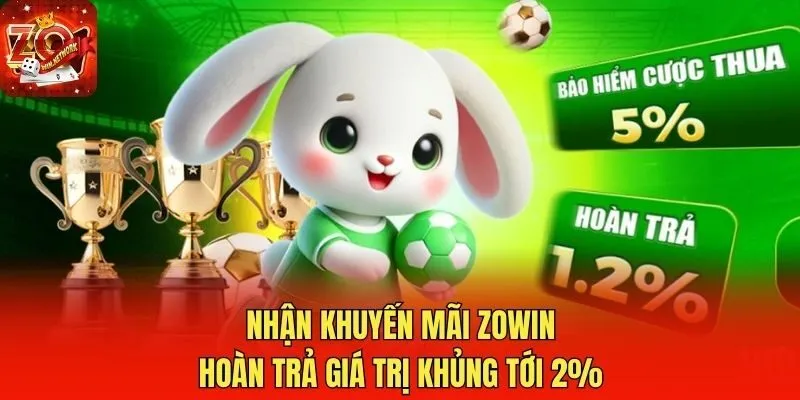 Nhận khuyến mãi Zowin hoàn trả giá trị khủng tới 2%